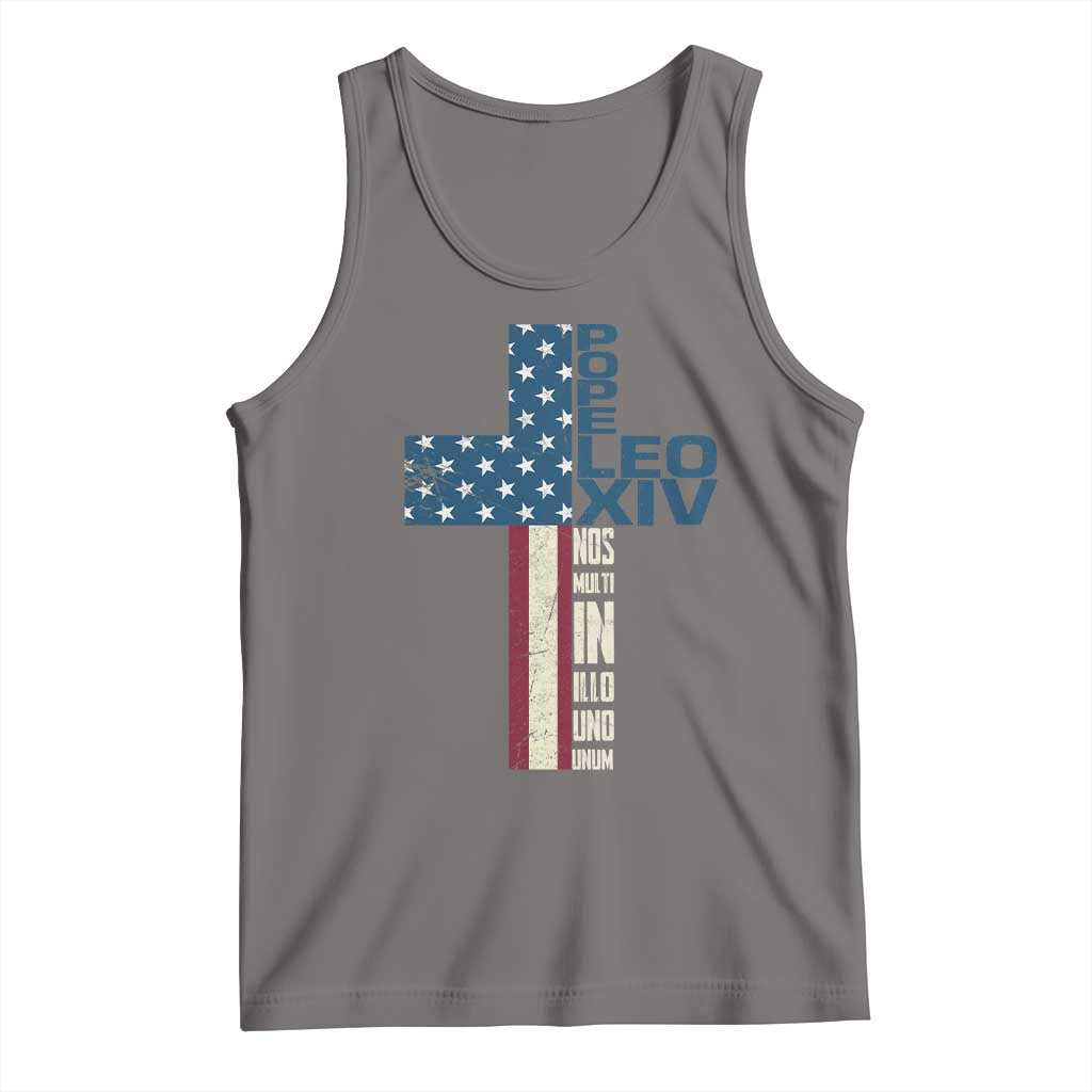 267th Pope Leo XIV Tank Top Nos Multi In Illo Uno Unum American Cross