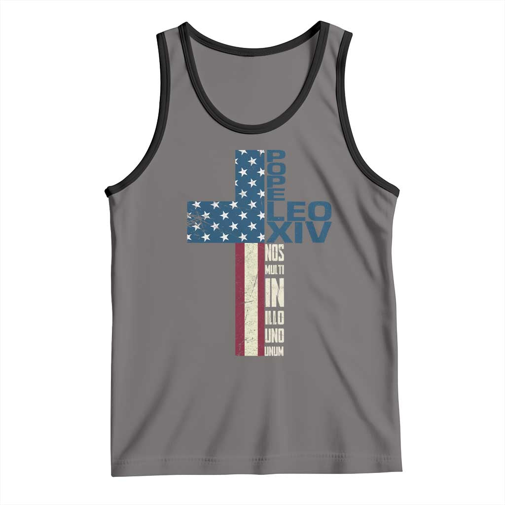 267th Pope Leo XIV Tank Top Nos Multi In Illo Uno Unum American Cross