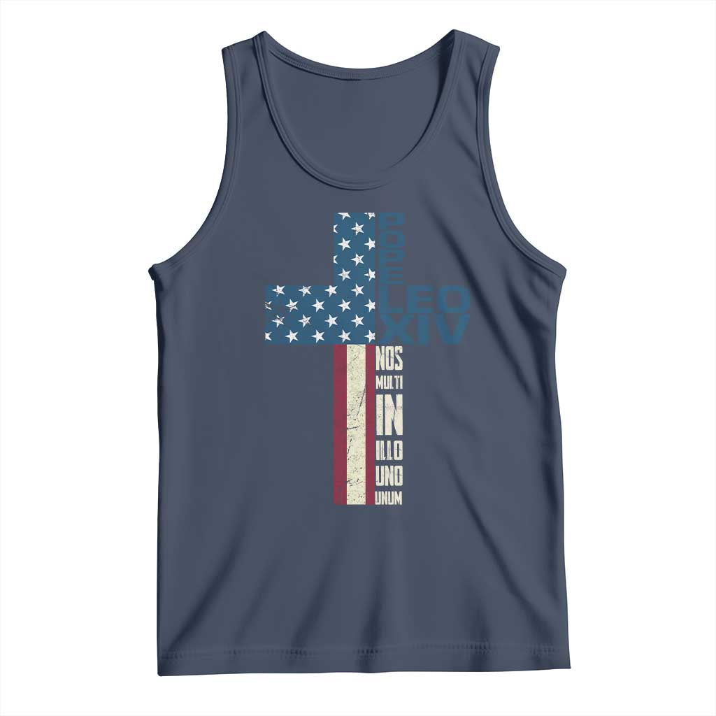 267th Pope Leo XIV Tank Top Nos Multi In Illo Uno Unum American Cross