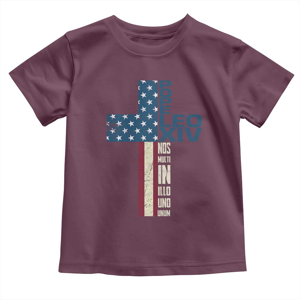 267th Pope Leo XIV Toddler T Shirt Nos Multi In Illo Uno Unum American Cross