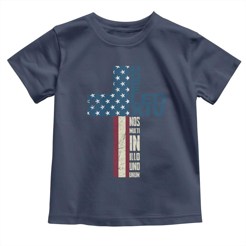 267th Pope Leo XIV Toddler T Shirt Nos Multi In Illo Uno Unum American Cross
