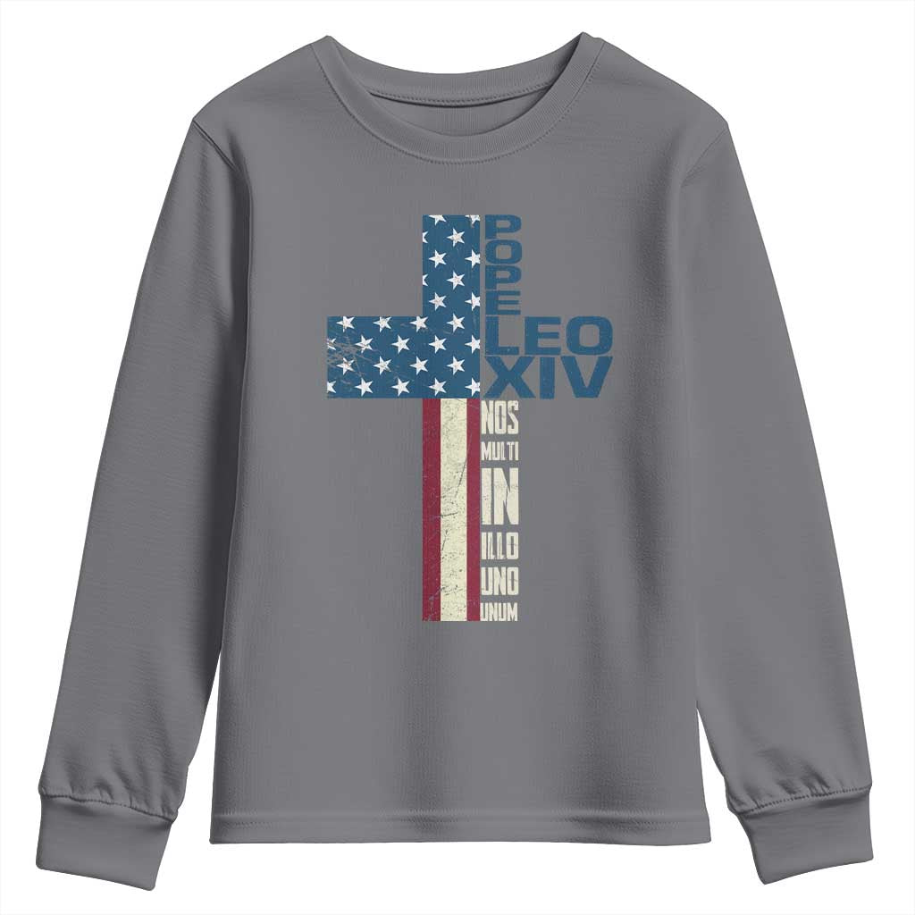 267th Pope Leo XIV Youth Sweatshirt Nos Multi In Illo Uno Unum American Cross