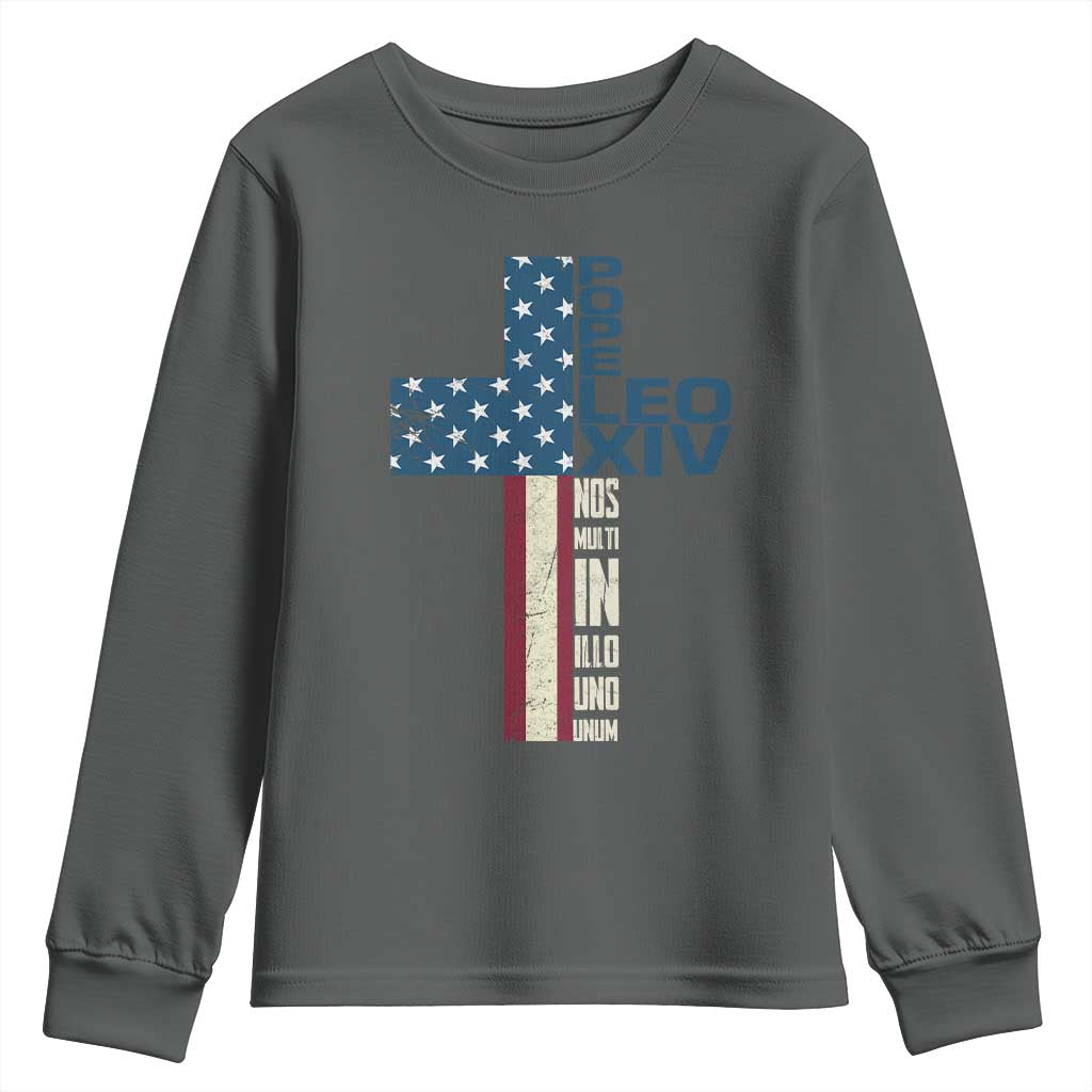 267th Pope Leo XIV Youth Sweatshirt Nos Multi In Illo Uno Unum American Cross