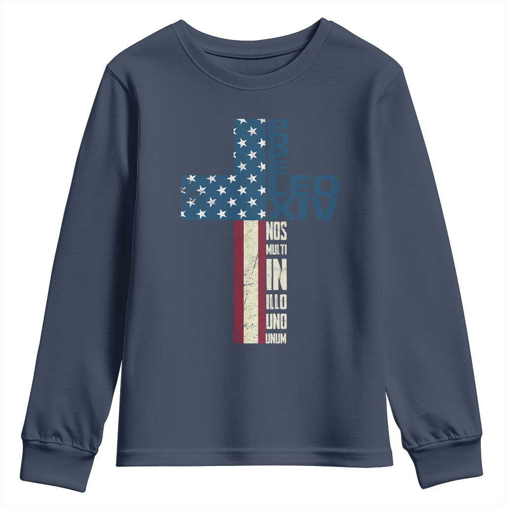 267th Pope Leo XIV Youth Sweatshirt Nos Multi In Illo Uno Unum American Cross