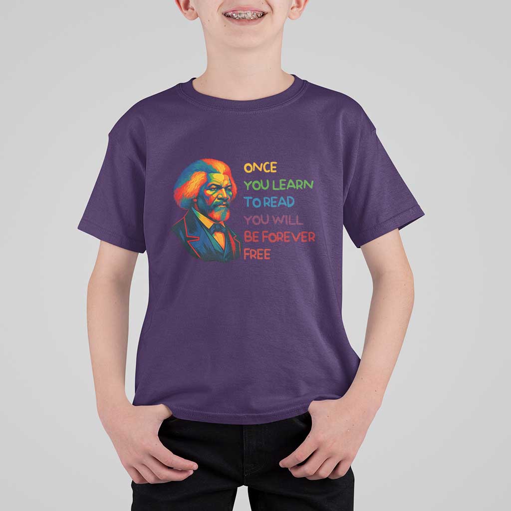 Frederick Douglass Inspirational T Shirt For Kid Learn to Read Be Forever Free Black Leader - Wonder Print Shop