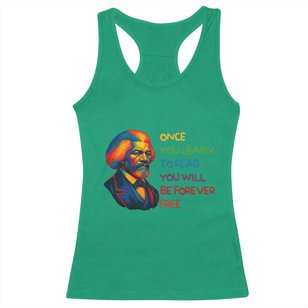 Frederick Douglass Inspirational Racerback Tank Top Learn to Read Be Forever Free Black Leader - Wonder Print Shop