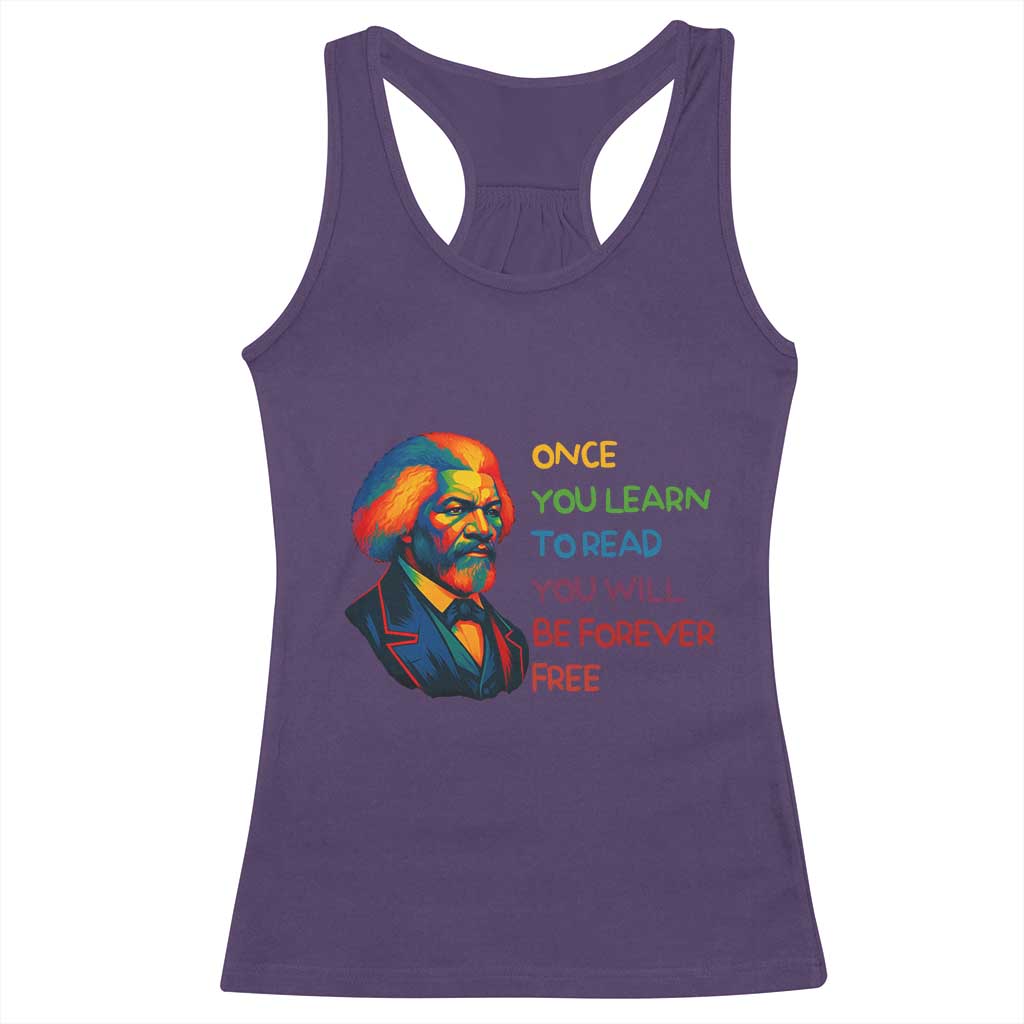 Frederick Douglass Inspirational Racerback Tank Top Learn to Read Be Forever Free Black Leader - Wonder Print Shop