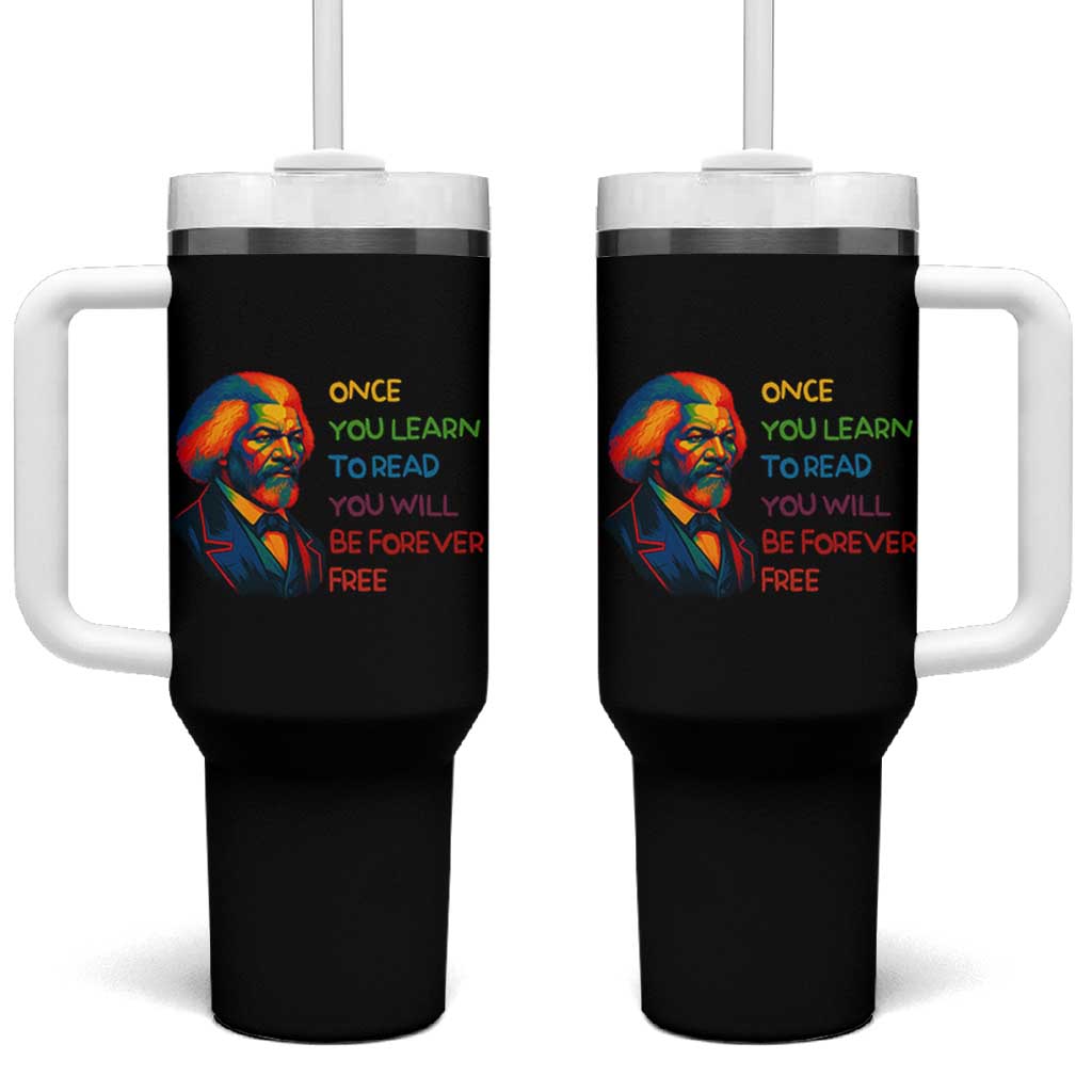 Frederick Douglass Inspirational Tumbler With Handle Learn to Read Be Forever Free Black Leader - Wonder Print Shop
