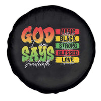 God Says I Am Spare Tire Cover Juneteenth Faith Black Excellence Affirmation Pan-African Colors - Wonder Print Shop