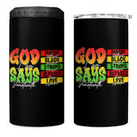 God Says I Am 4 in 1 Can Cooler Tumbler Juneteenth Faith Black Excellence Affirmation Pan-African Colors - Wonder Print Shop