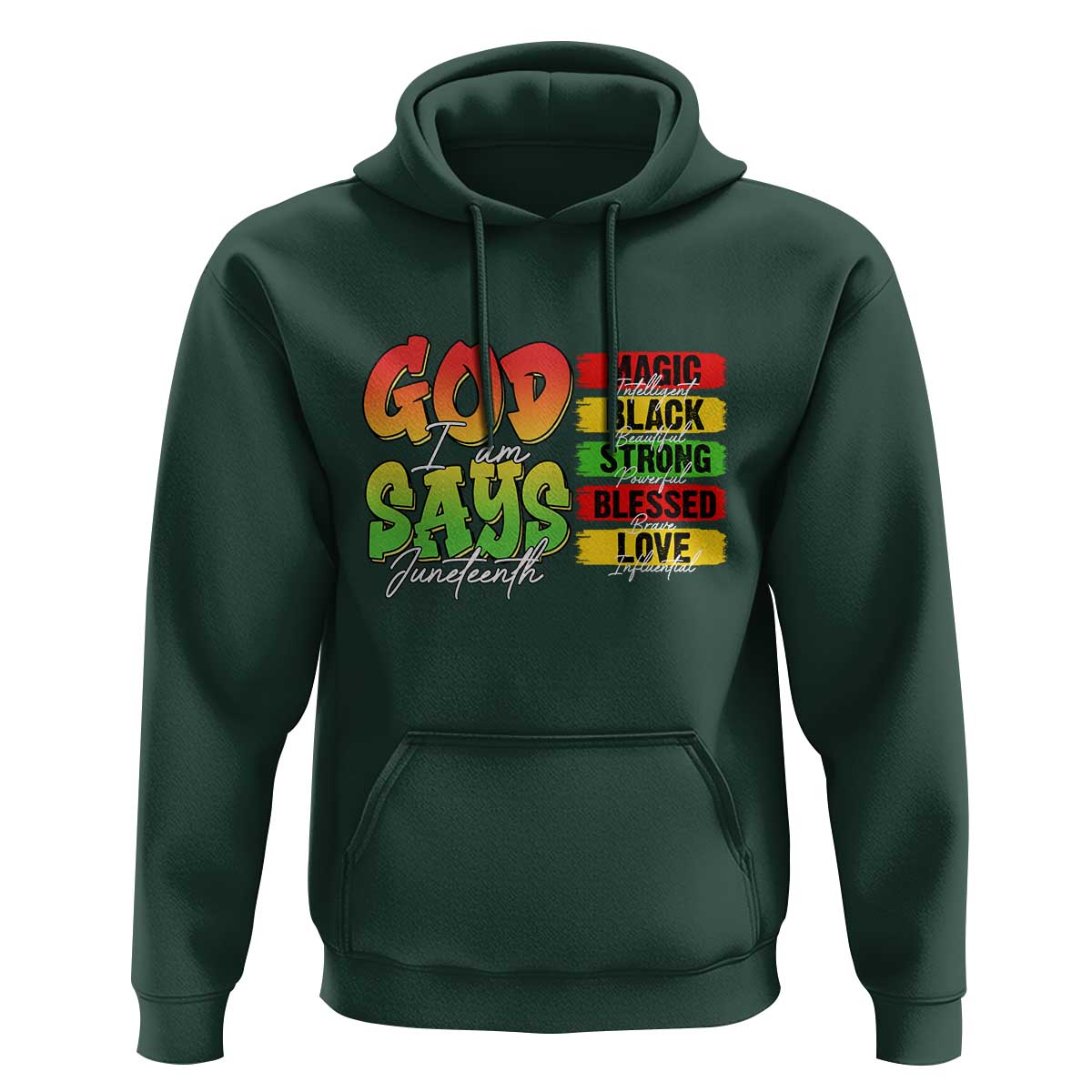 God Says I Am Hoodie Juneteenth Faith Black Excellence Affirmation Pan-African Colors - Wonder Print Shop