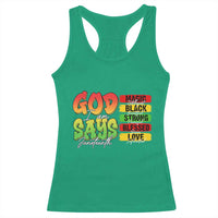 God Says I Am Racerback Tank Top Juneteenth Faith Black Excellence Affirmation Pan-African Colors - Wonder Print Shop