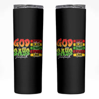 God Says I Am Skinny Tumbler Juneteenth Faith Black Excellence Affirmation Pan-African Colors - Wonder Print Shop