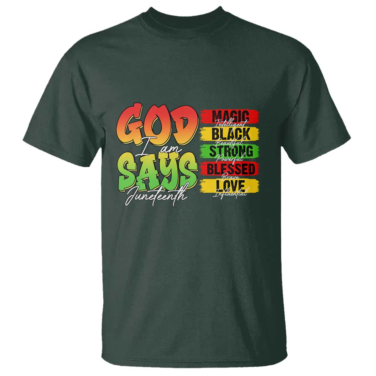 God Says I Am T Shirt Juneteenth Faith Black Excellence Affirmation Pan-African Colors - Wonder Print Shop