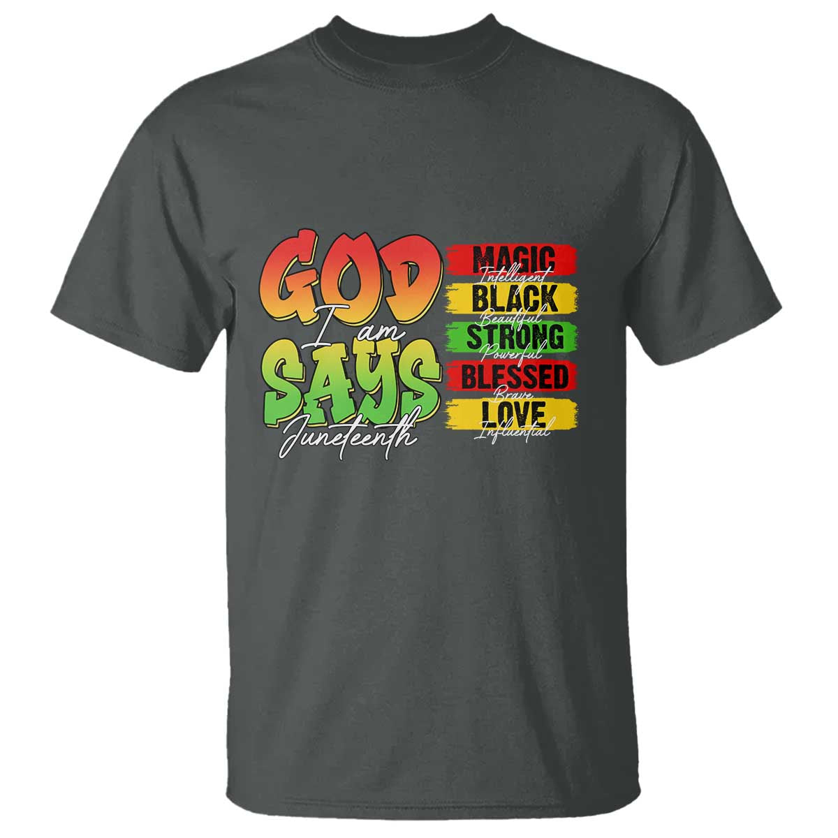 God Says I Am T Shirt Juneteenth Faith Black Excellence Affirmation Pan-African Colors - Wonder Print Shop