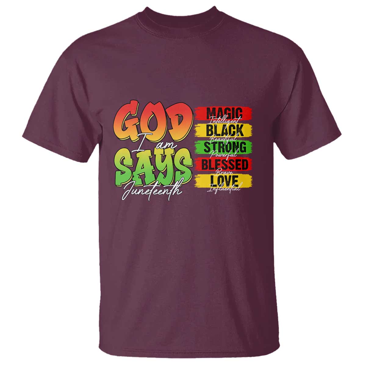 God Says I Am T Shirt Juneteenth Faith Black Excellence Affirmation Pan-African Colors - Wonder Print Shop