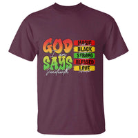 God Says I Am T Shirt Juneteenth Faith Black Excellence Affirmation Pan-African Colors - Wonder Print Shop