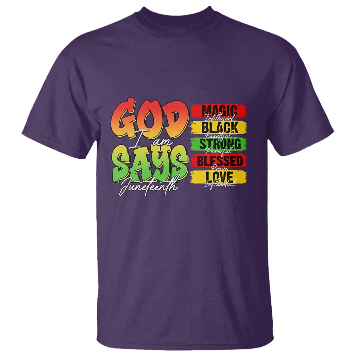 God Says I Am T Shirt Juneteenth Faith Black Excellence Affirmation Pan-African Colors - Wonder Print Shop