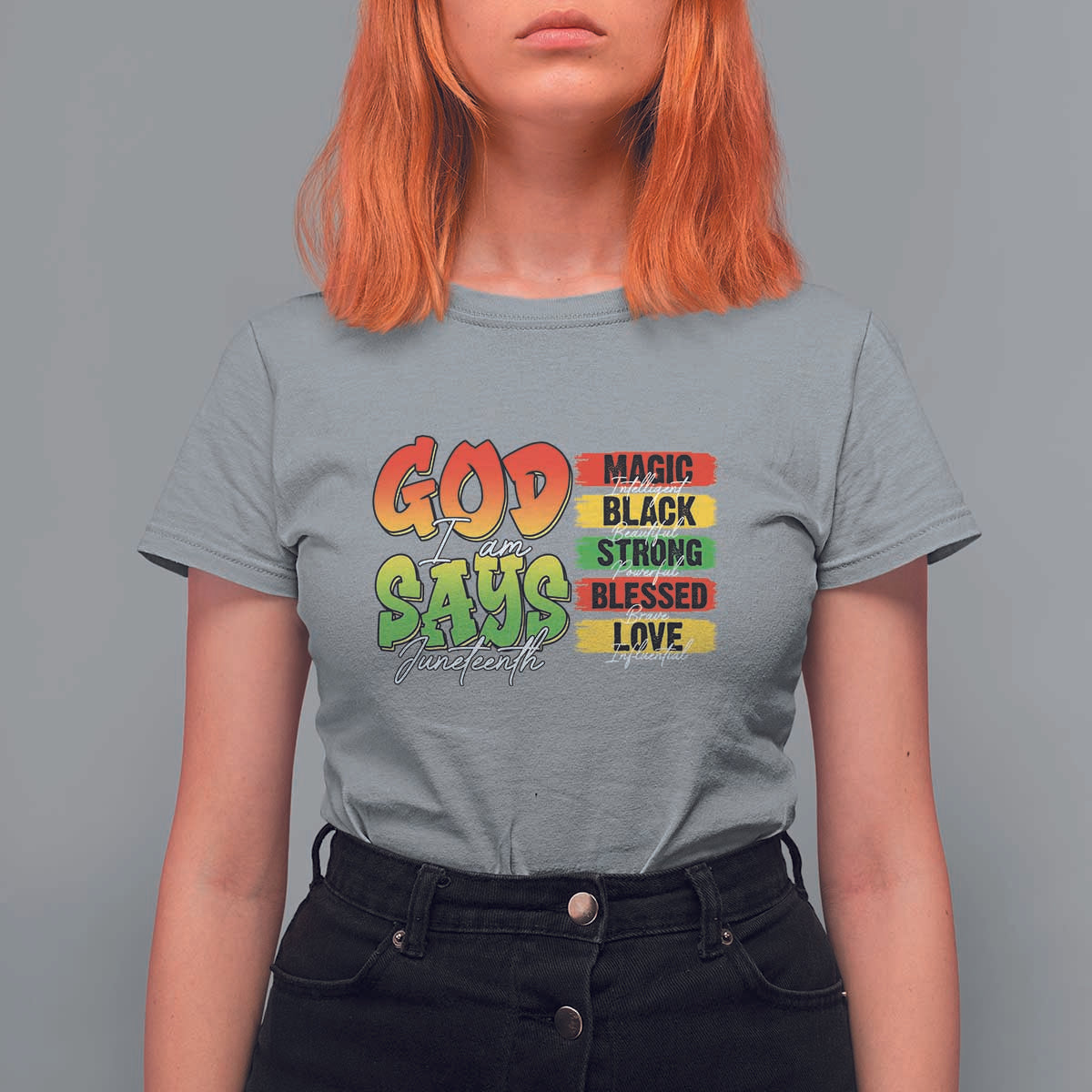 God Says I Am T Shirt For Women Juneteenth Faith Black Excellence Affirmation Pan-African Colors - Wonder Print Shop