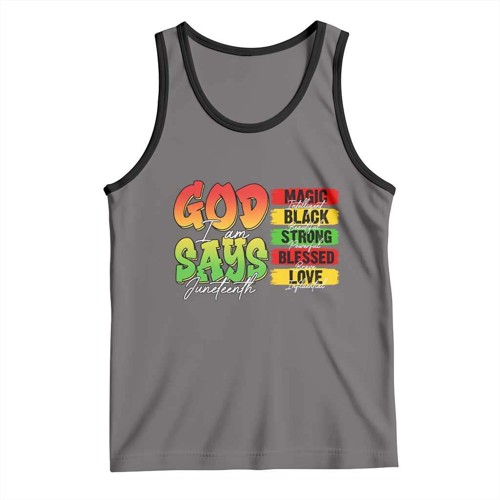 God Says I Am Tank Top Juneteenth Faith Black Excellence Affirmation Pan-African Colors - Wonder Print Shop