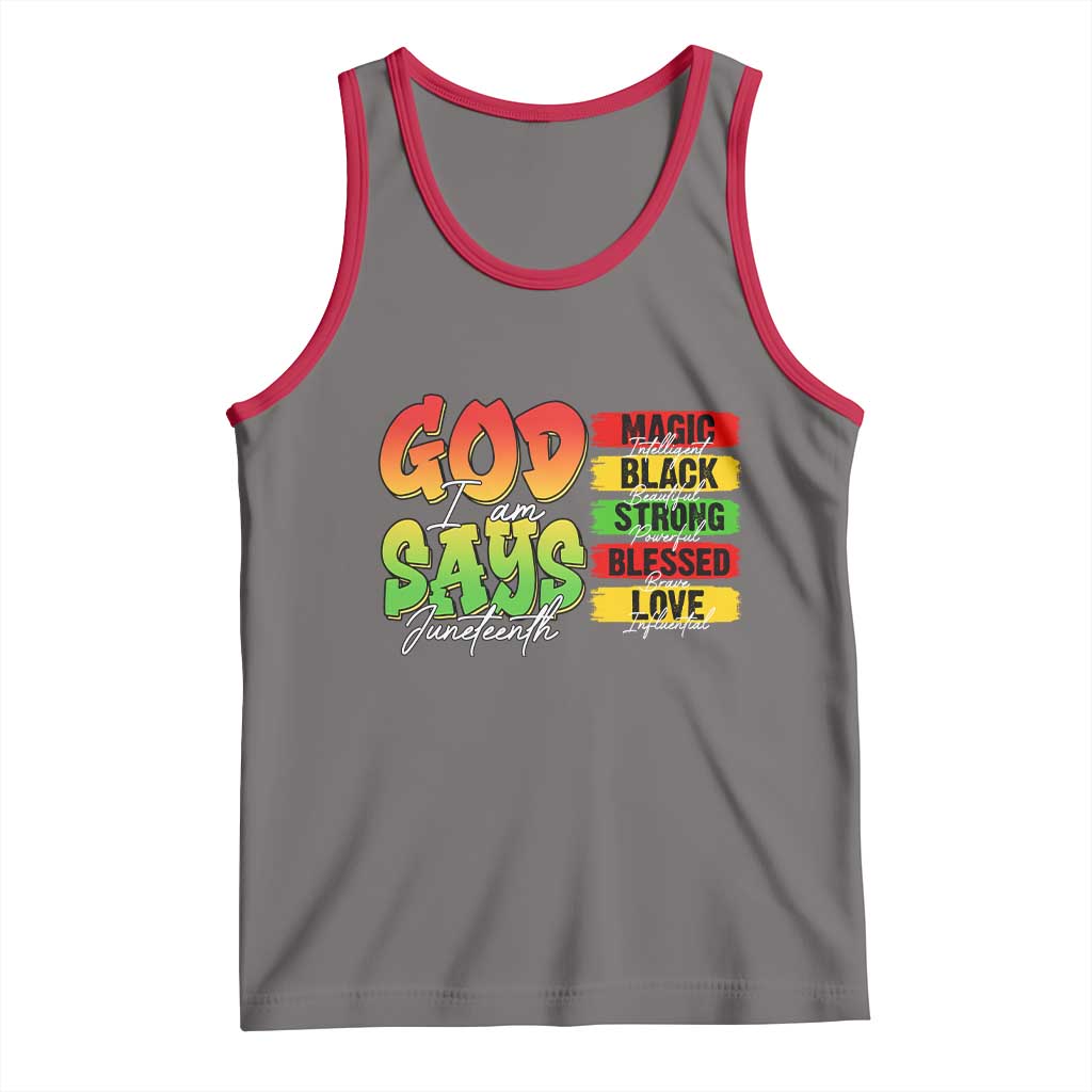 God Says I Am Tank Top Juneteenth Faith Black Excellence Affirmation Pan-African Colors - Wonder Print Shop