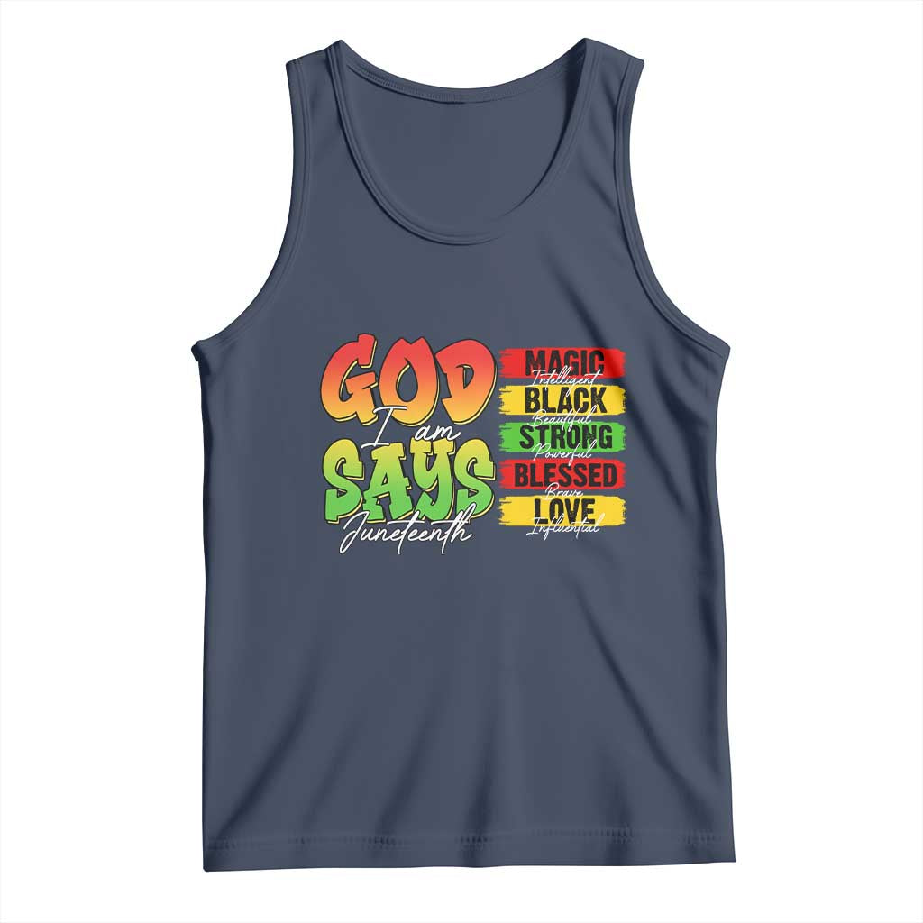 God Says I Am Tank Top Juneteenth Faith Black Excellence Affirmation Pan-African Colors - Wonder Print Shop