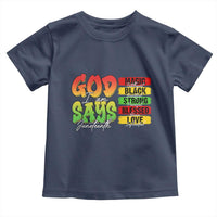 God Says I Am Toddler T Shirt Juneteenth Faith Black Excellence Affirmation Pan-African Colors - Wonder Print Shop