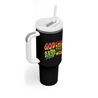 God Says I Am Tumbler With Handle Juneteenth Faith Black Excellence Affirmation Pan-African Colors - Wonder Print Shop