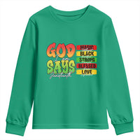 God Says I Am Youth Sweatshirt Juneteenth Faith Black Excellence Affirmation Pan-African Colors - Wonder Print Shop