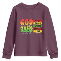 God Says I Am Youth Sweatshirt Juneteenth Faith Black Excellence Affirmation Pan-African Colors - Wonder Print Shop