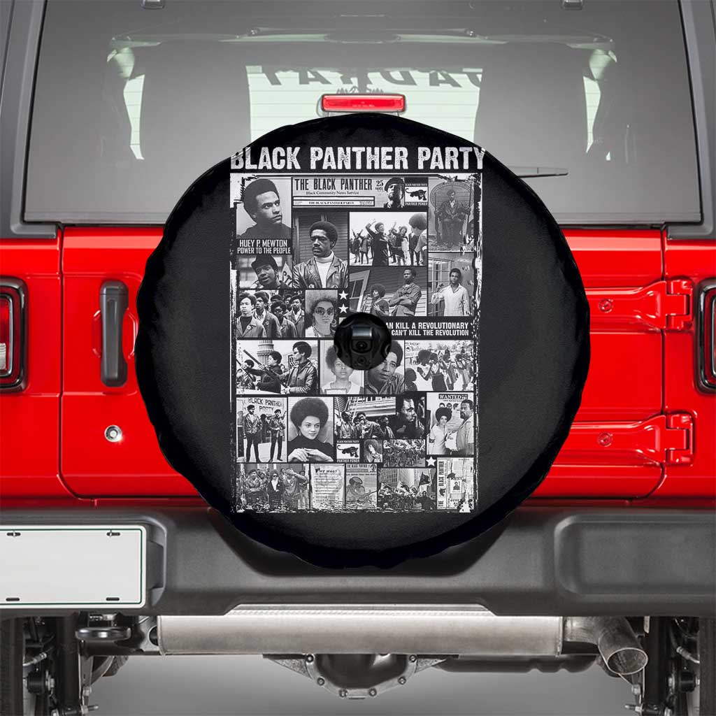 Black Panther Party Collage Spare Tire Cover Revolutionary Tribute to Huey P. Newton Movement Legacy - Wonder Print Shop