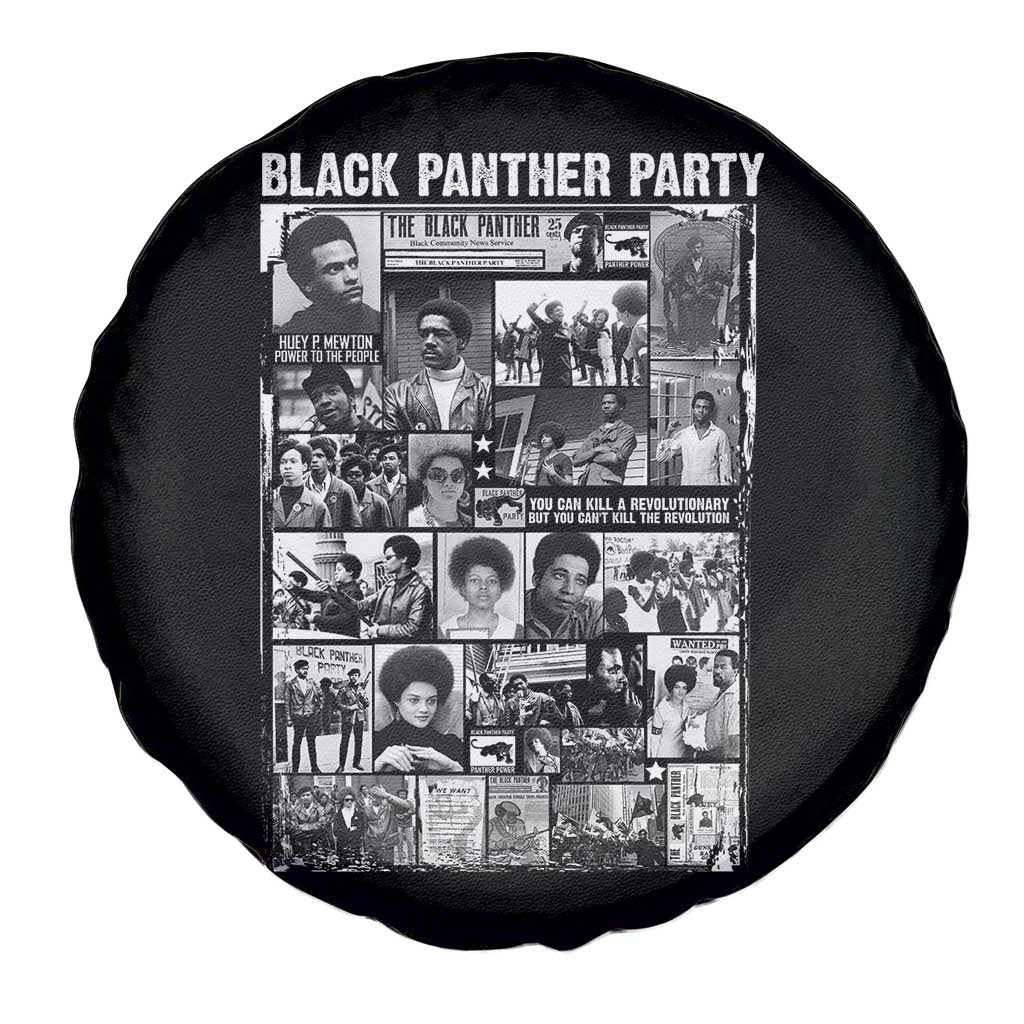 Black Panther Party Collage Spare Tire Cover Revolutionary Tribute to Huey P. Newton Movement Legacy - Wonder Print Shop