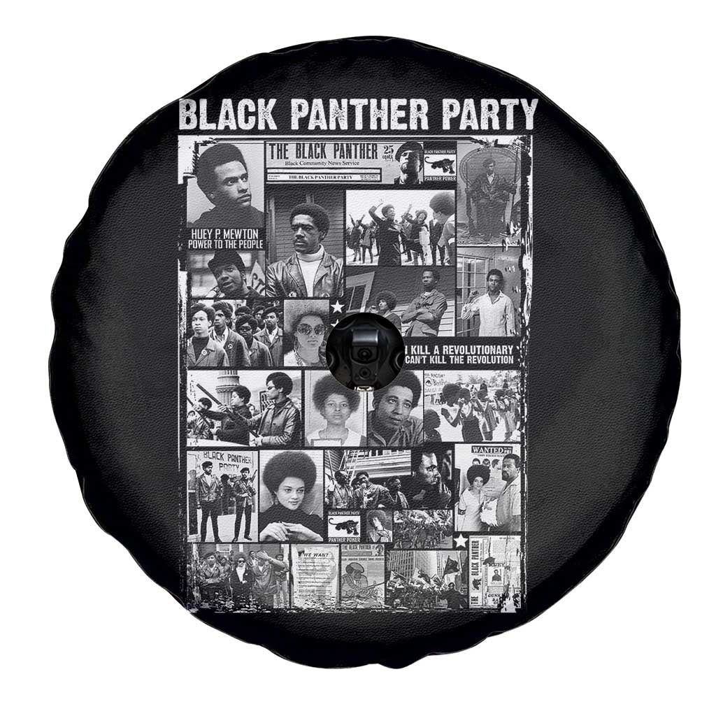 Black Panther Party Collage Spare Tire Cover Revolutionary Tribute to Huey P. Newton Movement Legacy - Wonder Print Shop