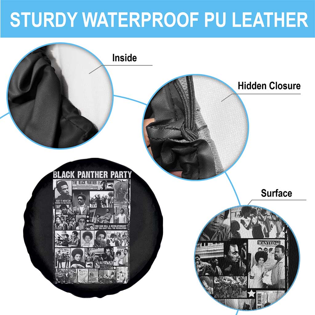 Black Panther Party Collage Spare Tire Cover Revolutionary Tribute to Huey P. Newton Movement Legacy - Wonder Print Shop