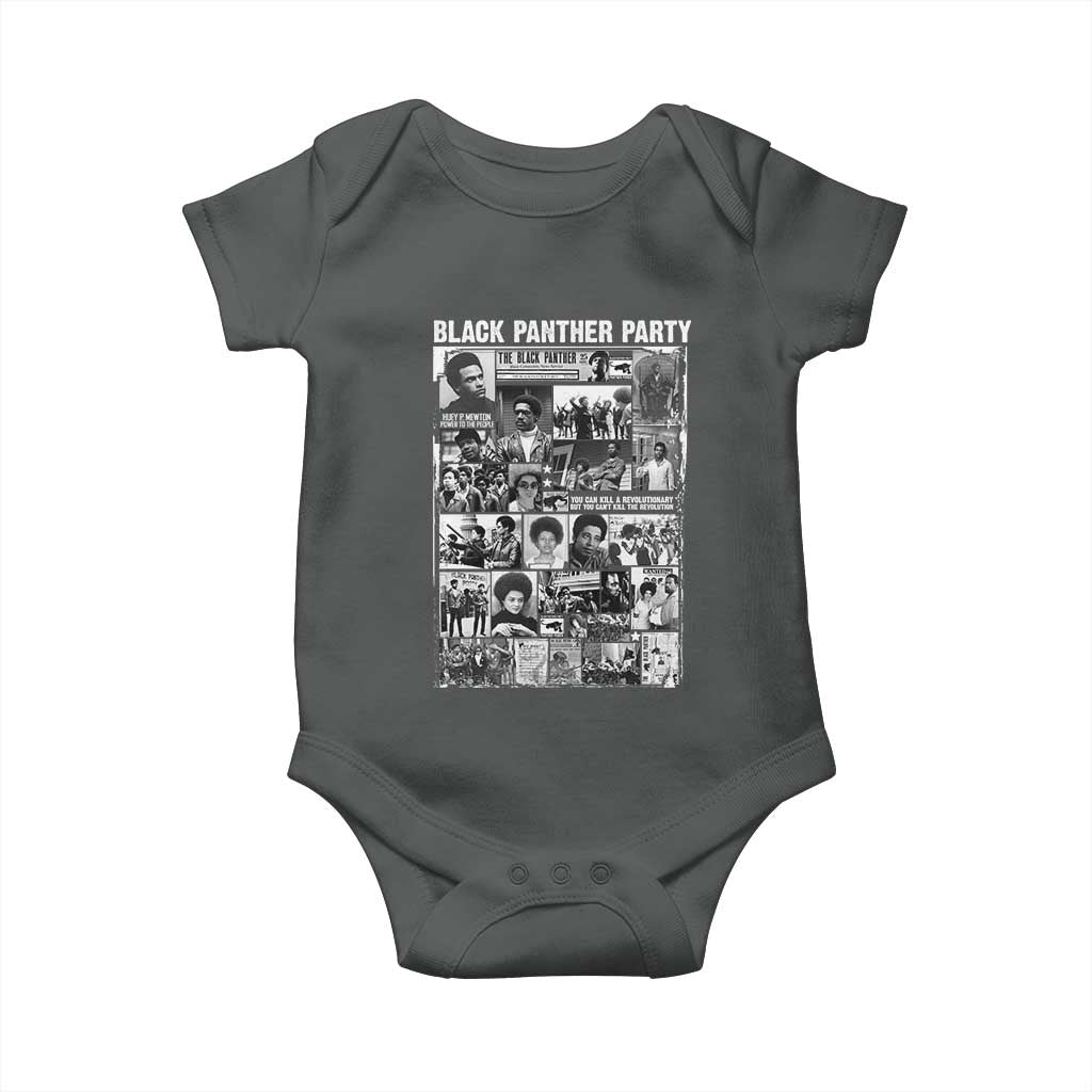 Black Panther Party Collage Baby Onesie Revolutionary Tribute to Huey P. Newton Movement Legacy - Wonder Print Shop