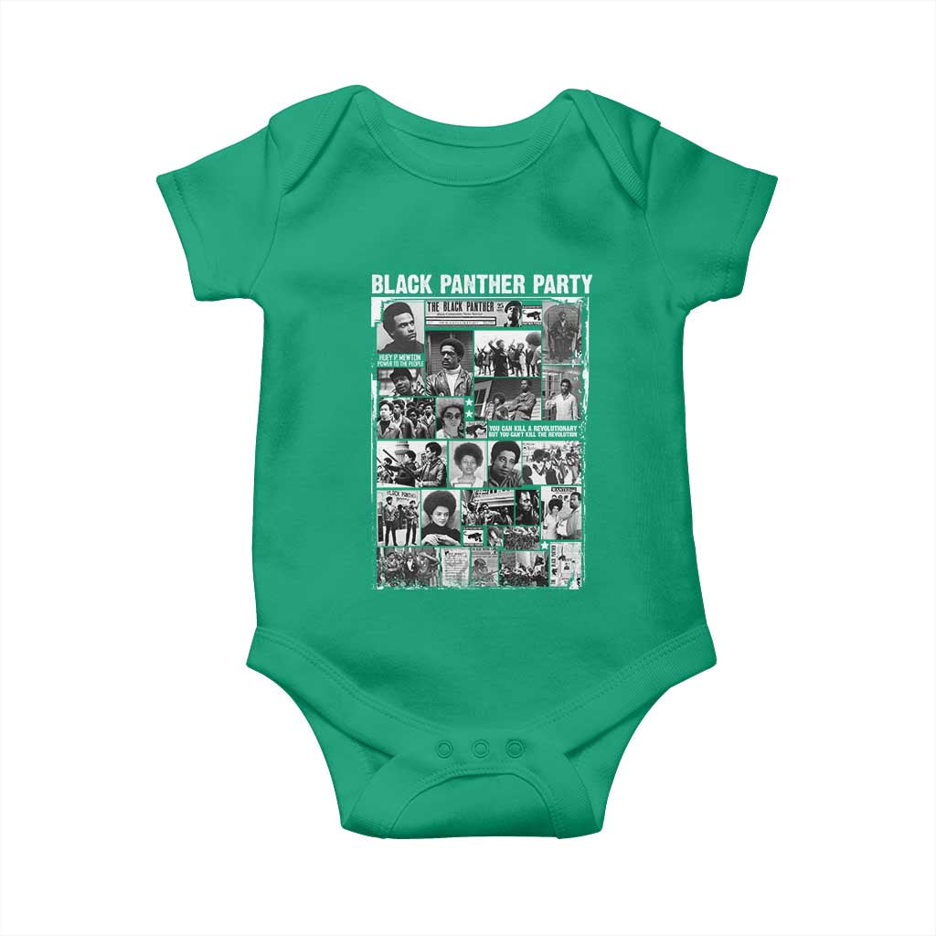 Black Panther Party Collage Baby Onesie Revolutionary Tribute to Huey P. Newton Movement Legacy - Wonder Print Shop