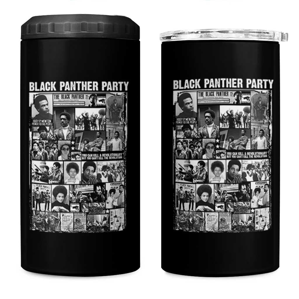 Black Panther Party Collage 4 in 1 Can Cooler Tumbler Revolutionary Tribute to Huey P. Newton Movement Legacy - Wonder Print Shop