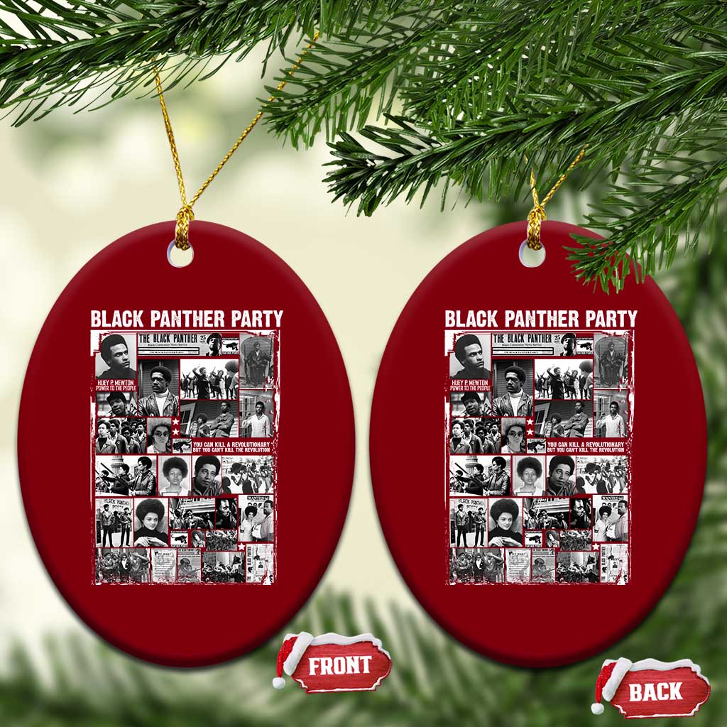 Black Panther Party Collage Ceramic Ornament Revolutionary Tribute to Huey P. Newton Movement Legacy - Wonder Print Shop