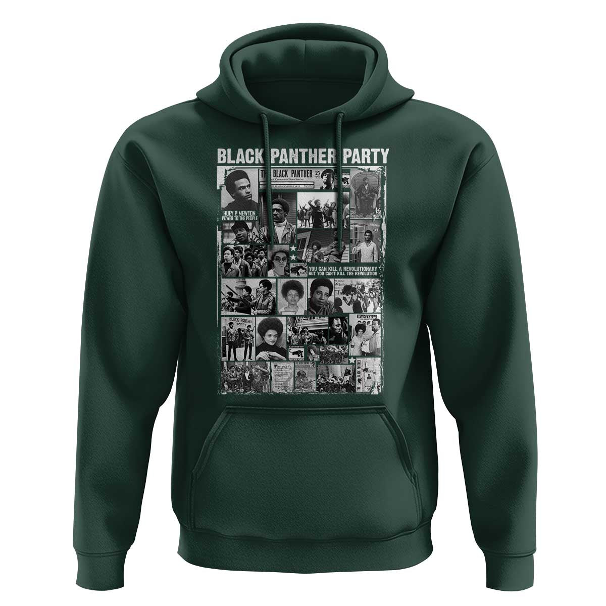 Black Panther Party Collage Hoodie Revolutionary Tribute to Huey P. Newton Movement Legacy - Wonder Print Shop