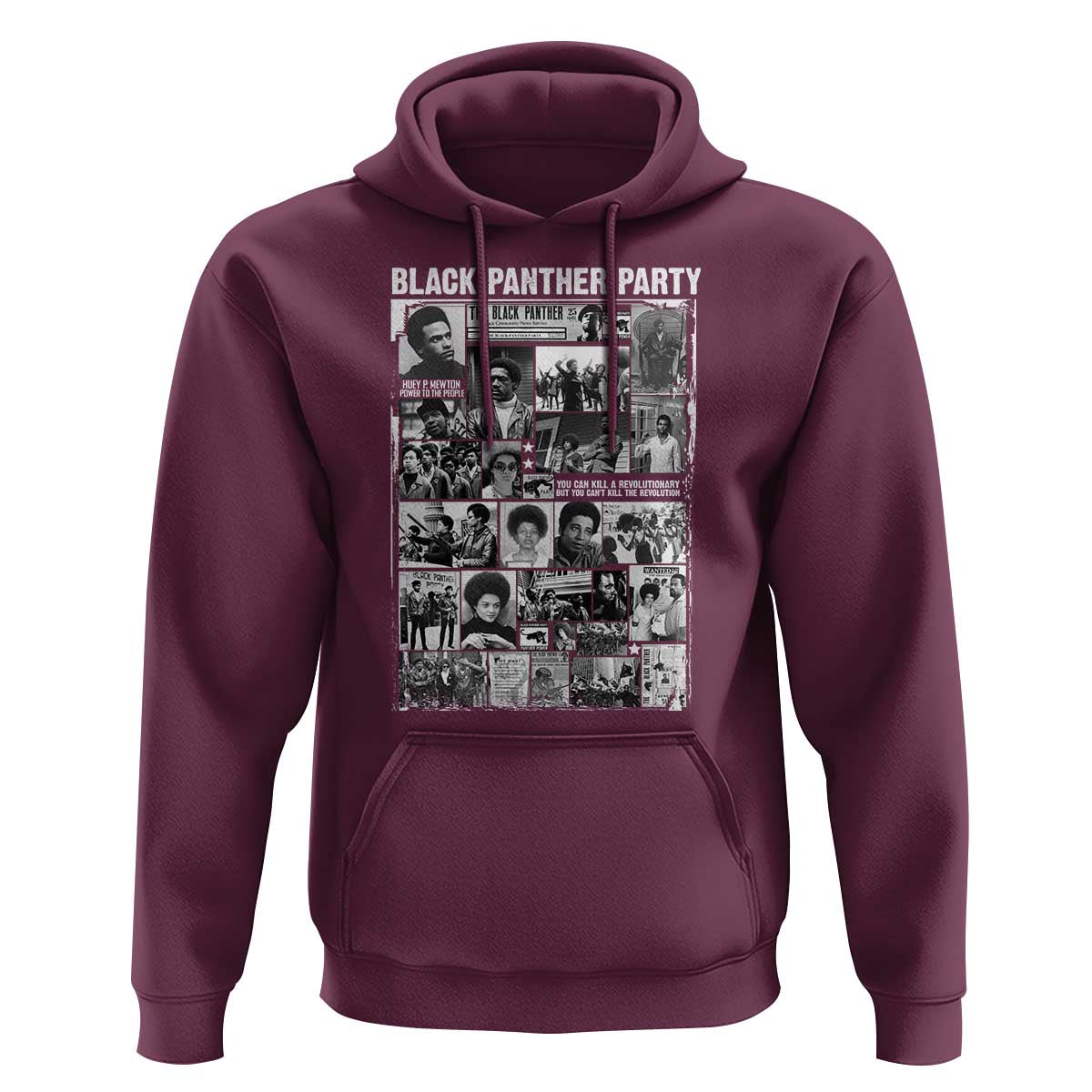 Black Panther Party Collage Hoodie Revolutionary Tribute to Huey P. Newton Movement Legacy - Wonder Print Shop