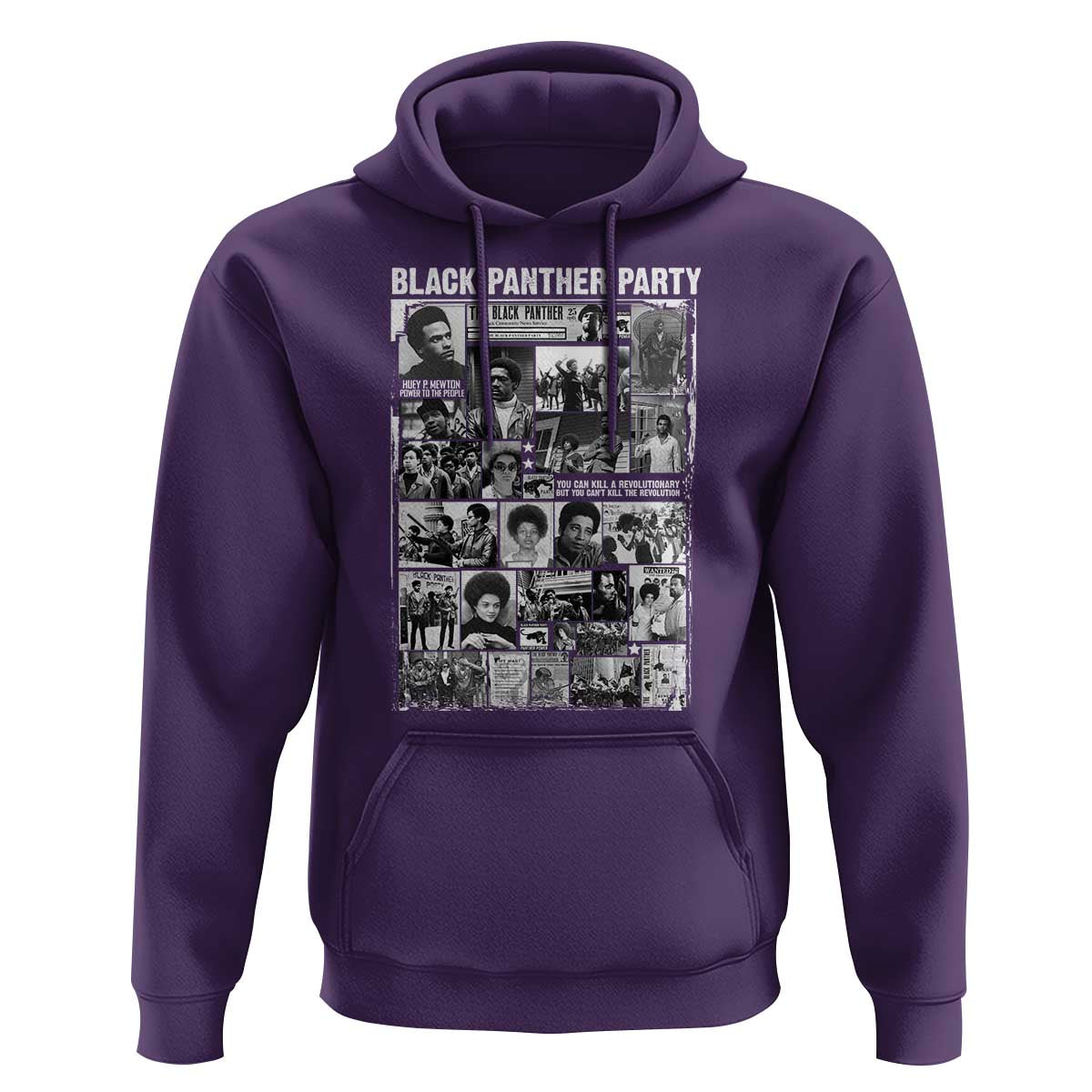 Black Panther Party Collage Hoodie Revolutionary Tribute to Huey P. Newton Movement Legacy - Wonder Print Shop