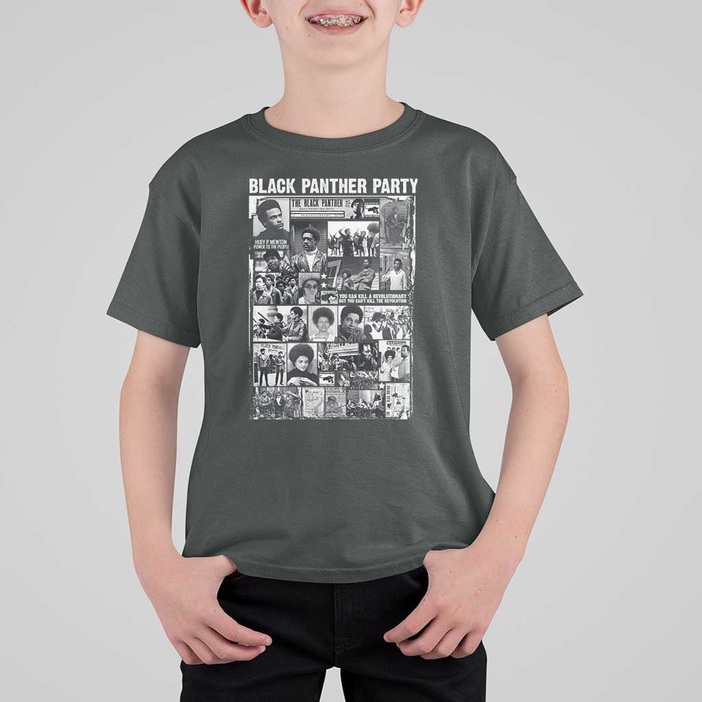 Black Panther Party Collage T Shirt For Kid Revolutionary Tribute to Huey P. Newton Movement Legacy - Wonder Print Shop