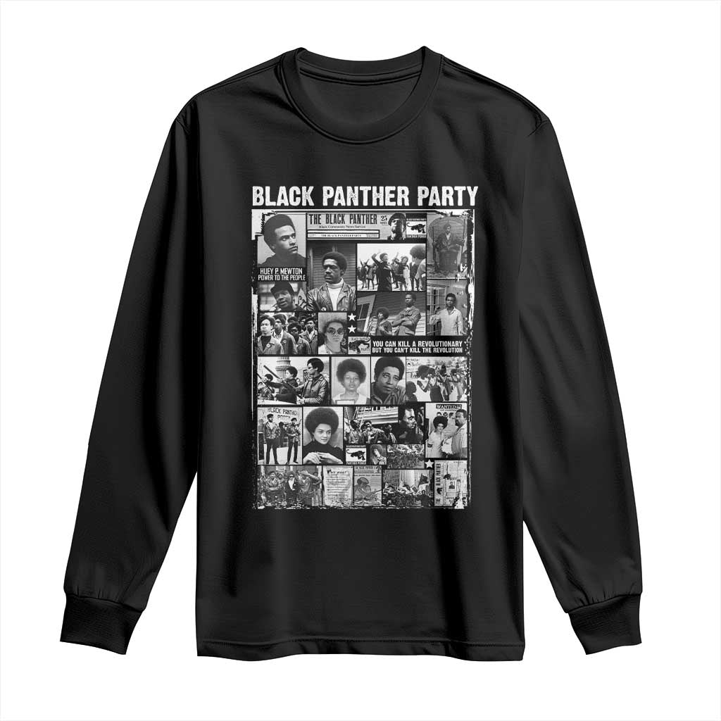Black Panther Party Collage Long Sleeve Shirt Revolutionary Tribute to Huey P. Newton Movement Legacy - Wonder Print Shop