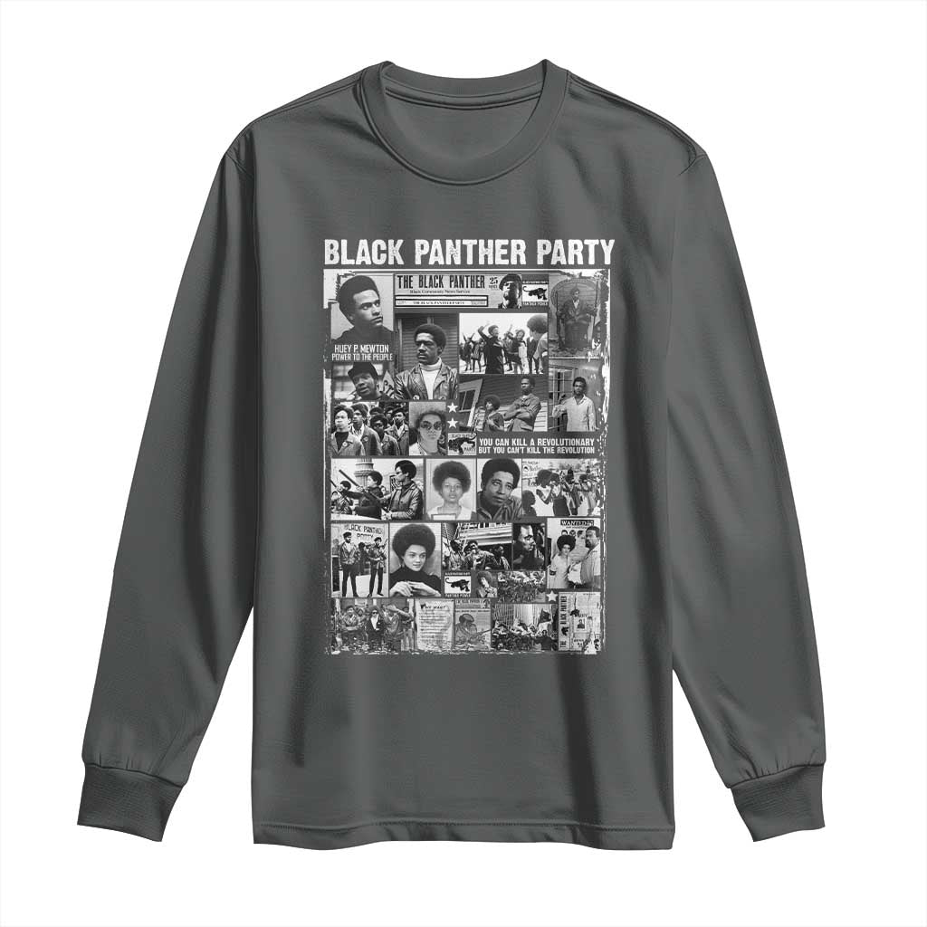 Black Panther Party Collage Long Sleeve Shirt Revolutionary Tribute to Huey P. Newton Movement Legacy - Wonder Print Shop