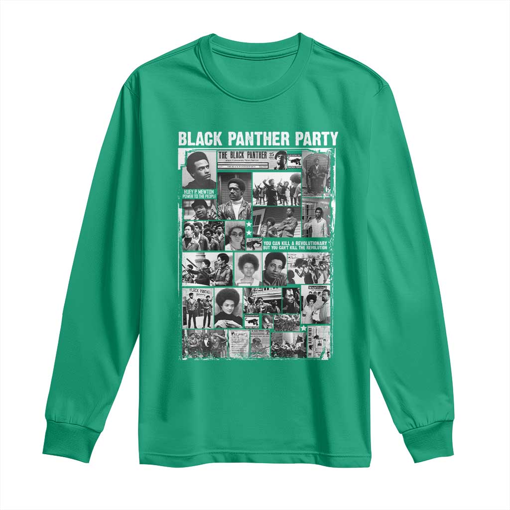Black Panther Party Collage Long Sleeve Shirt Revolutionary Tribute to Huey P. Newton Movement Legacy - Wonder Print Shop