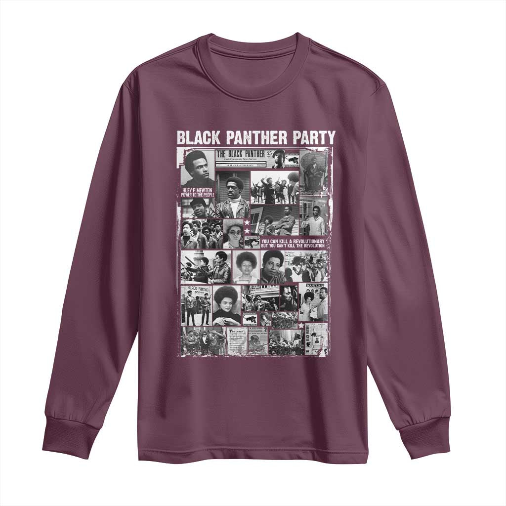 Black Panther Party Collage Long Sleeve Shirt Revolutionary Tribute to Huey P. Newton Movement Legacy - Wonder Print Shop