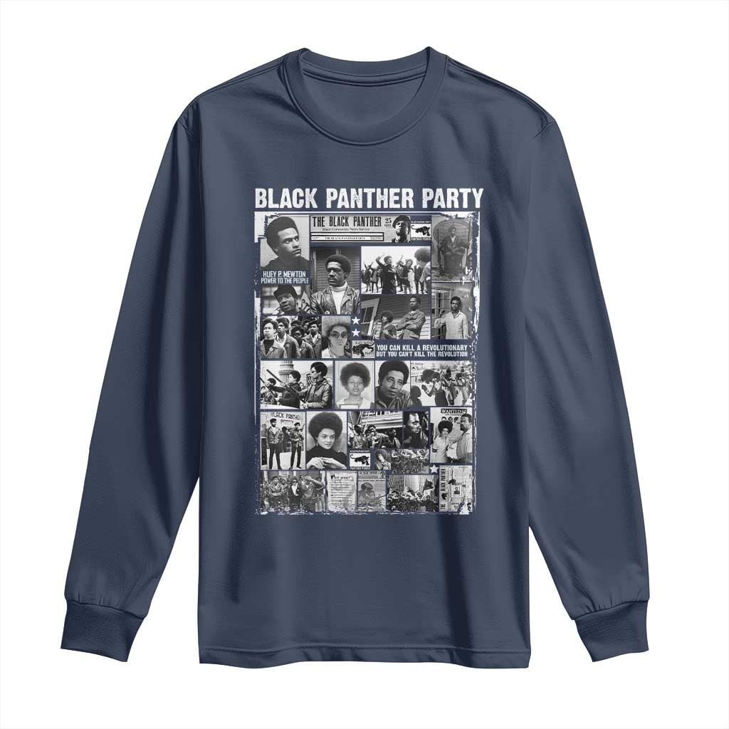 Black Panther Party Collage Long Sleeve Shirt Revolutionary Tribute to Huey P. Newton Movement Legacy - Wonder Print Shop