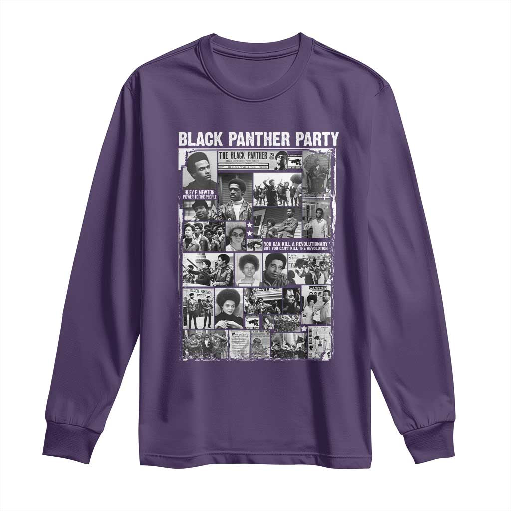 Black Panther Party Collage Long Sleeve Shirt Revolutionary Tribute to Huey P. Newton Movement Legacy - Wonder Print Shop