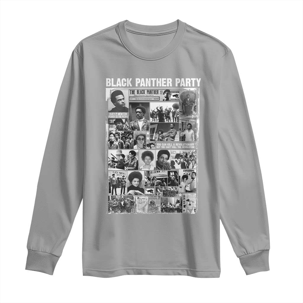 Black Panther Party Collage Long Sleeve Shirt Revolutionary Tribute to Huey P. Newton Movement Legacy - Wonder Print Shop