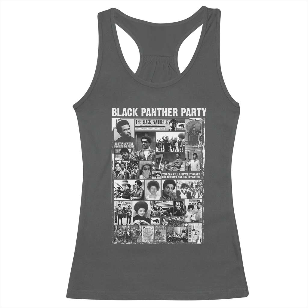 Black Panther Party Collage Racerback Tank Top Revolutionary Tribute to Huey P. Newton Movement Legacy - Wonder Print Shop